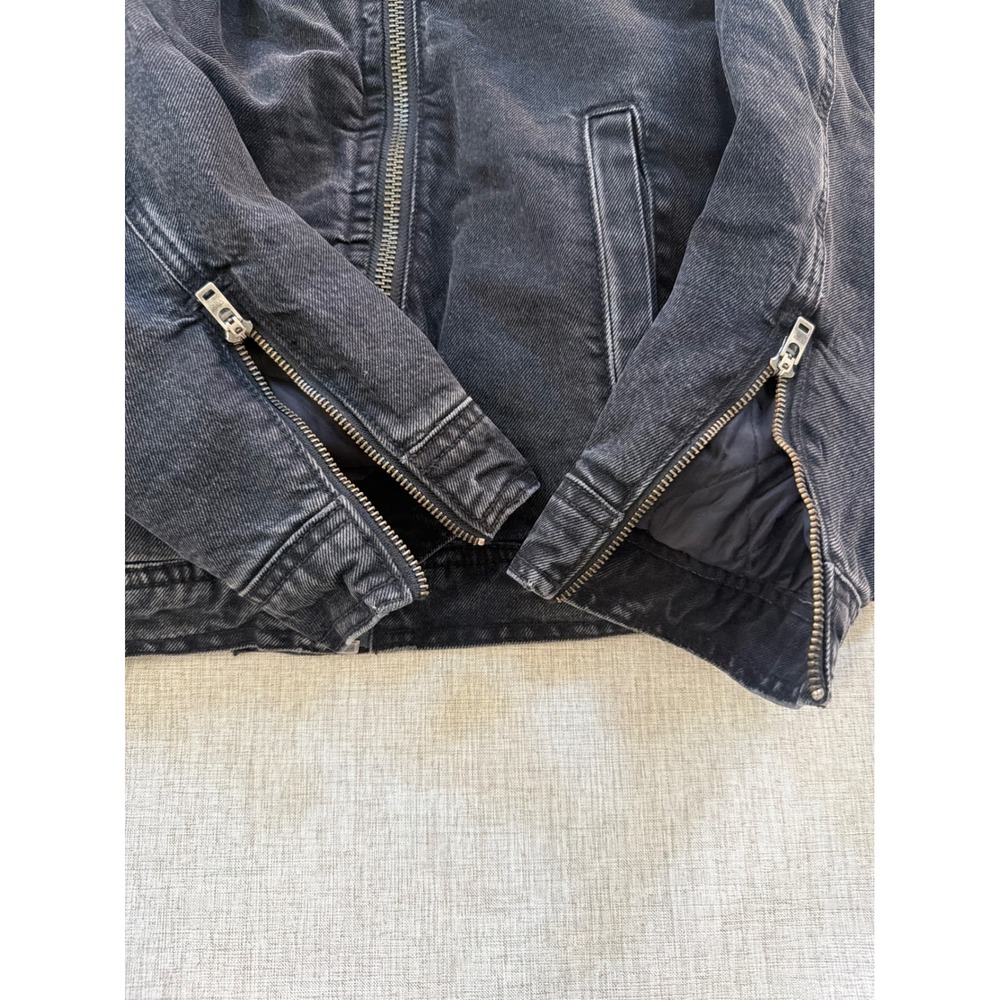 Lucky Brand Denim Sherpa Lined Moto Jacket Women's Large Asymmetrical - Picture 7 of 9